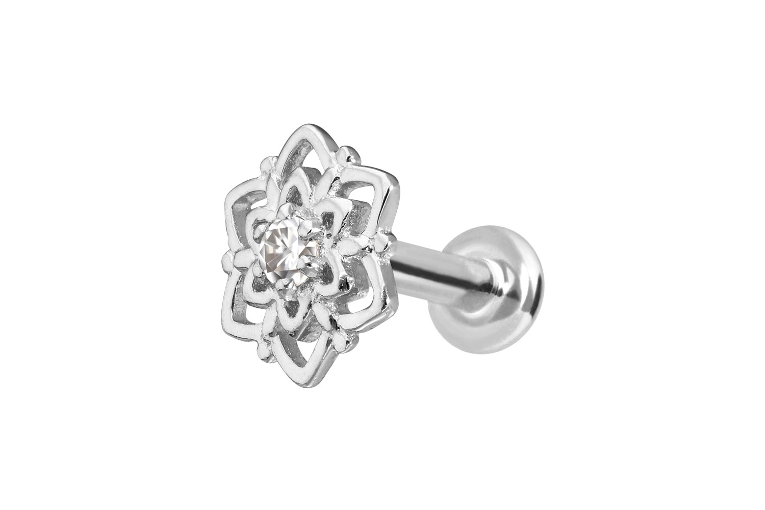 14 Karat Gold Labret Piercing mit Innengewinde MOISSANIT + BLUME